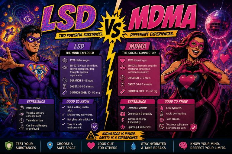 LSD vs MDMA: Comparing Effects, Duration & Experience